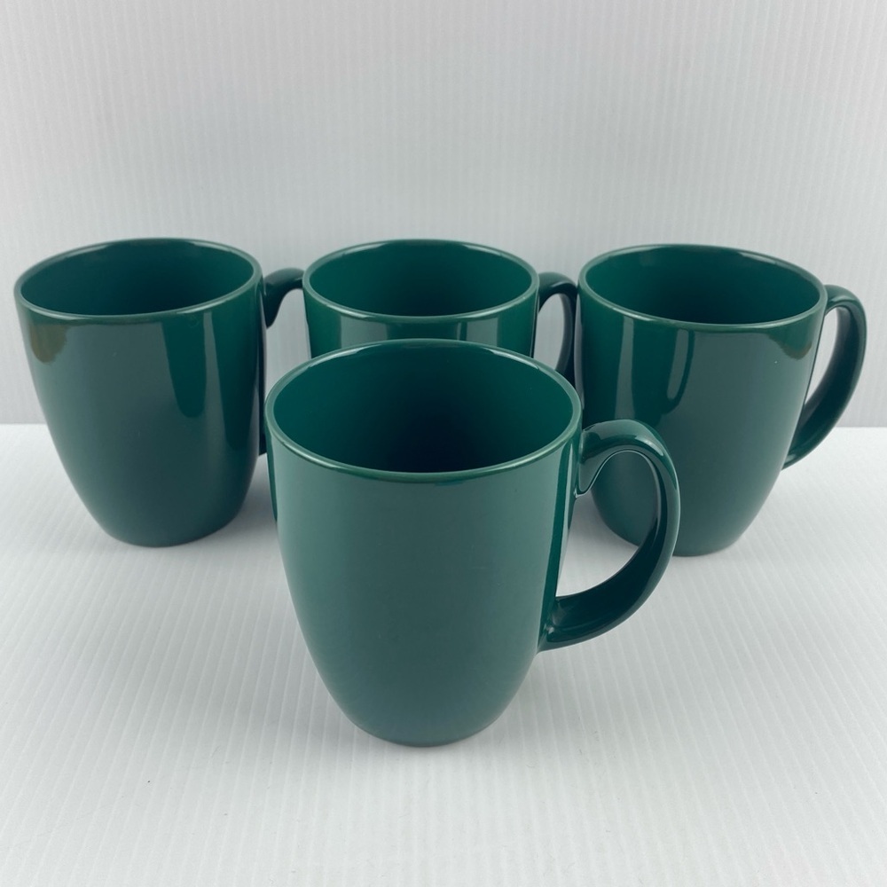 Corelle Stoneware Green Mugs 12 ounce Coffee Cups